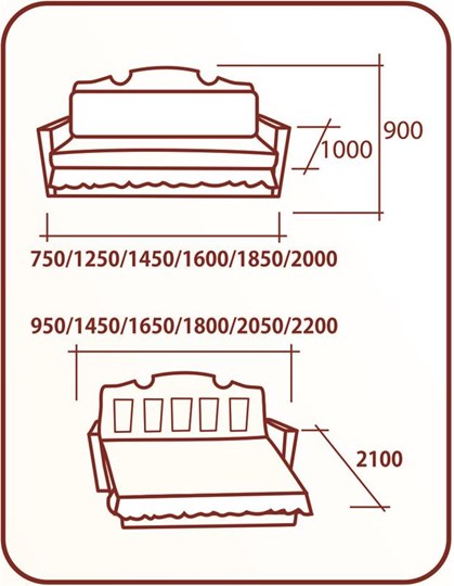 Прямой диван Аккордеон Бук 120 Радуга в Улан-Удэ - изображение 1